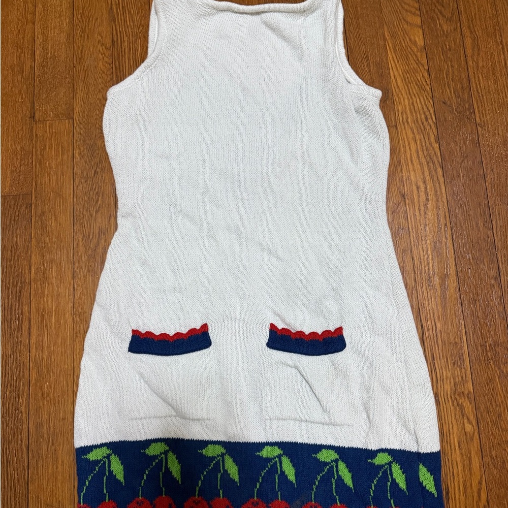 Kimchi Blue White Dress with Cherry and Blue Accents